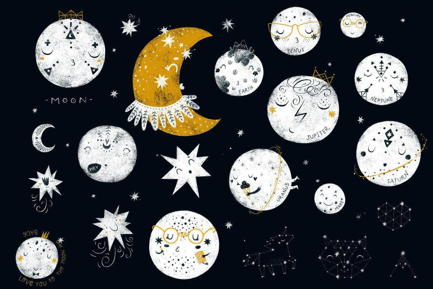 Children's To the Moon Wall Mural-Wall Mural-Eazywallz