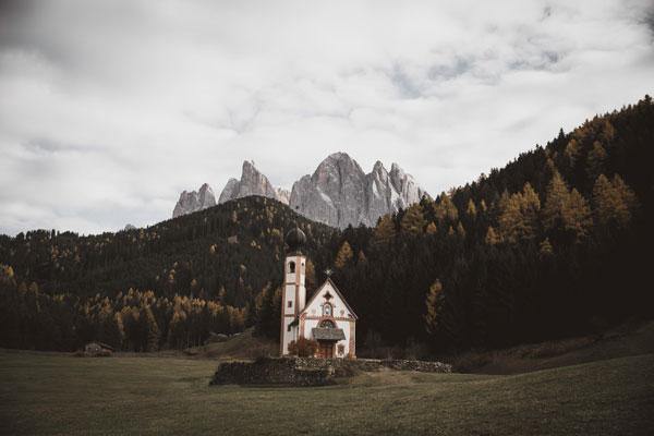 Church in the Italian Mountains Wall Mural-Wall Mural-Eazywallz