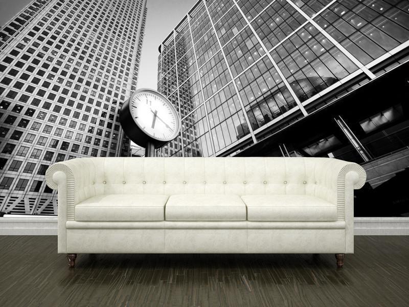 City finance Building with clock Wall Mural-Wall Mural-Eazywallz