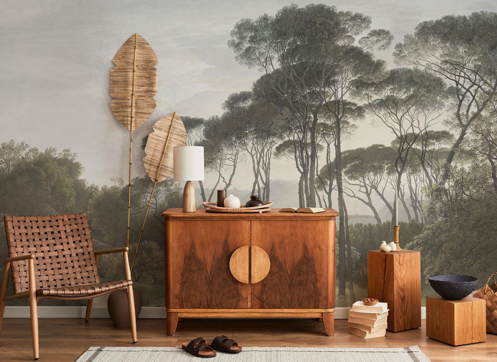 Classic Umbrella Pines Painting Wall Mural-Wall Mural-Eazywallz