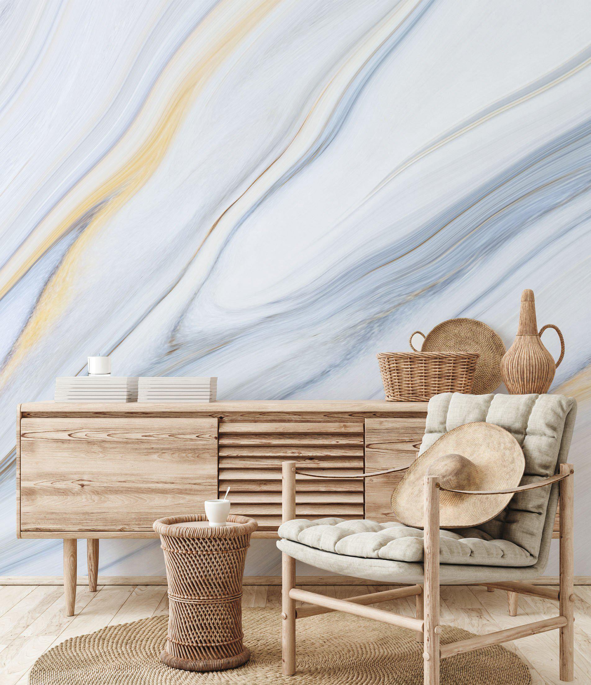 Clean Blue Marble Wall Mural-Wall Mural-Eazywallz