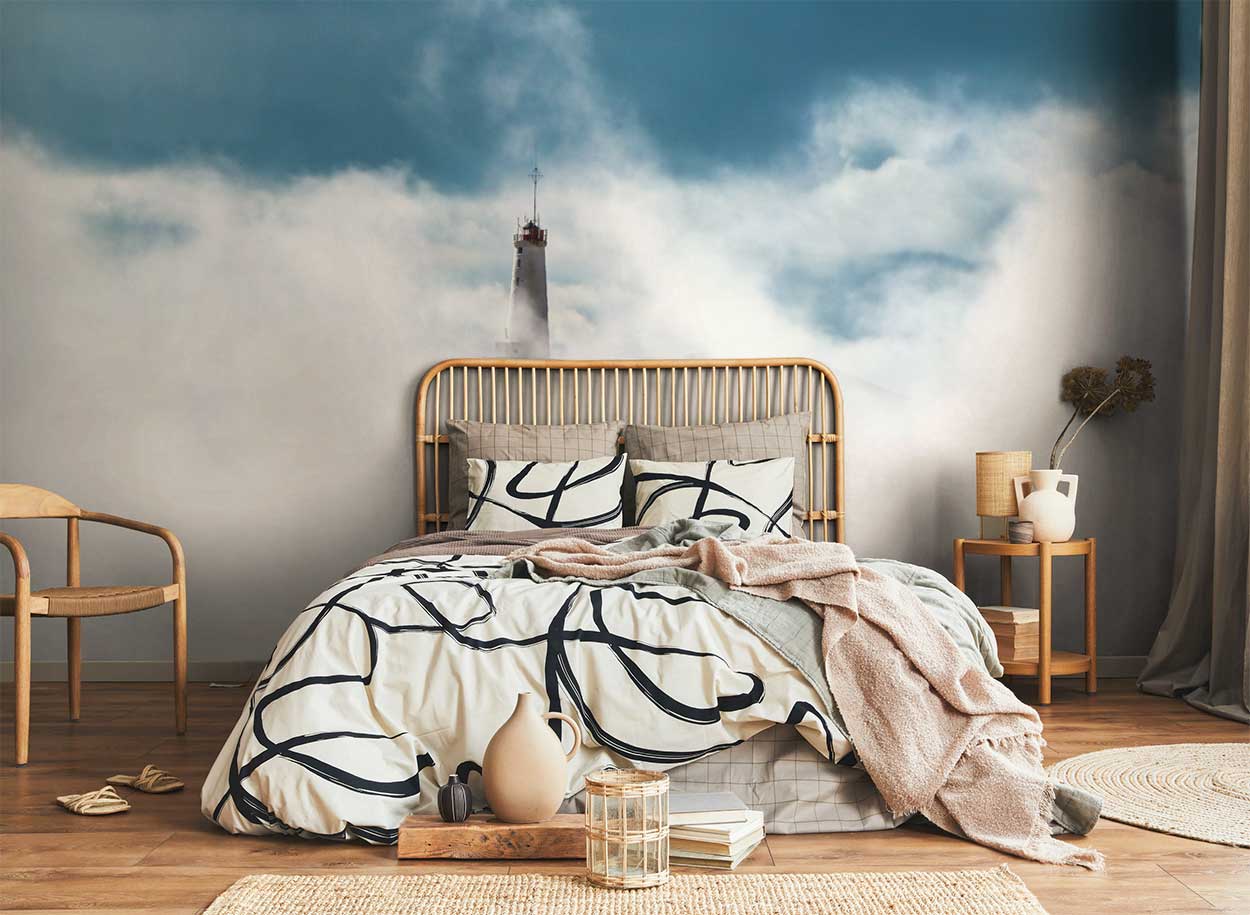Cloudy Lighthouse Wall Mural-Wall Mural-Eazywallz