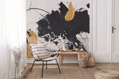 Abstract Ink Oil & Gold Fine Art Wall Mural