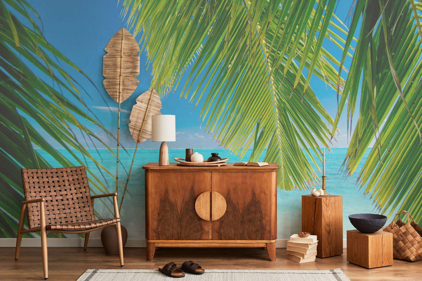 Coconut palm tree leaves Wall Mural-Wall Mural-Eazywallz
