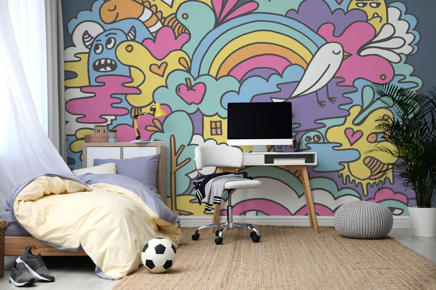 Color Doodle Art Wall Mural-Wall Mural-Eazywallz