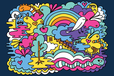 Color Doodle Art Wall Mural-Wall Mural-Eazywallz