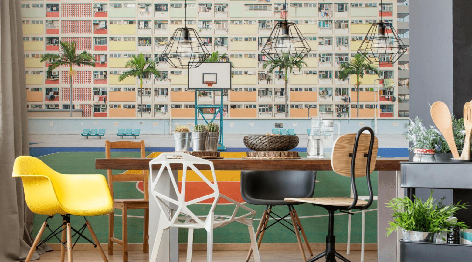 Colourful Basketball Court Wall Mural-Wall Mural-Eazywallz