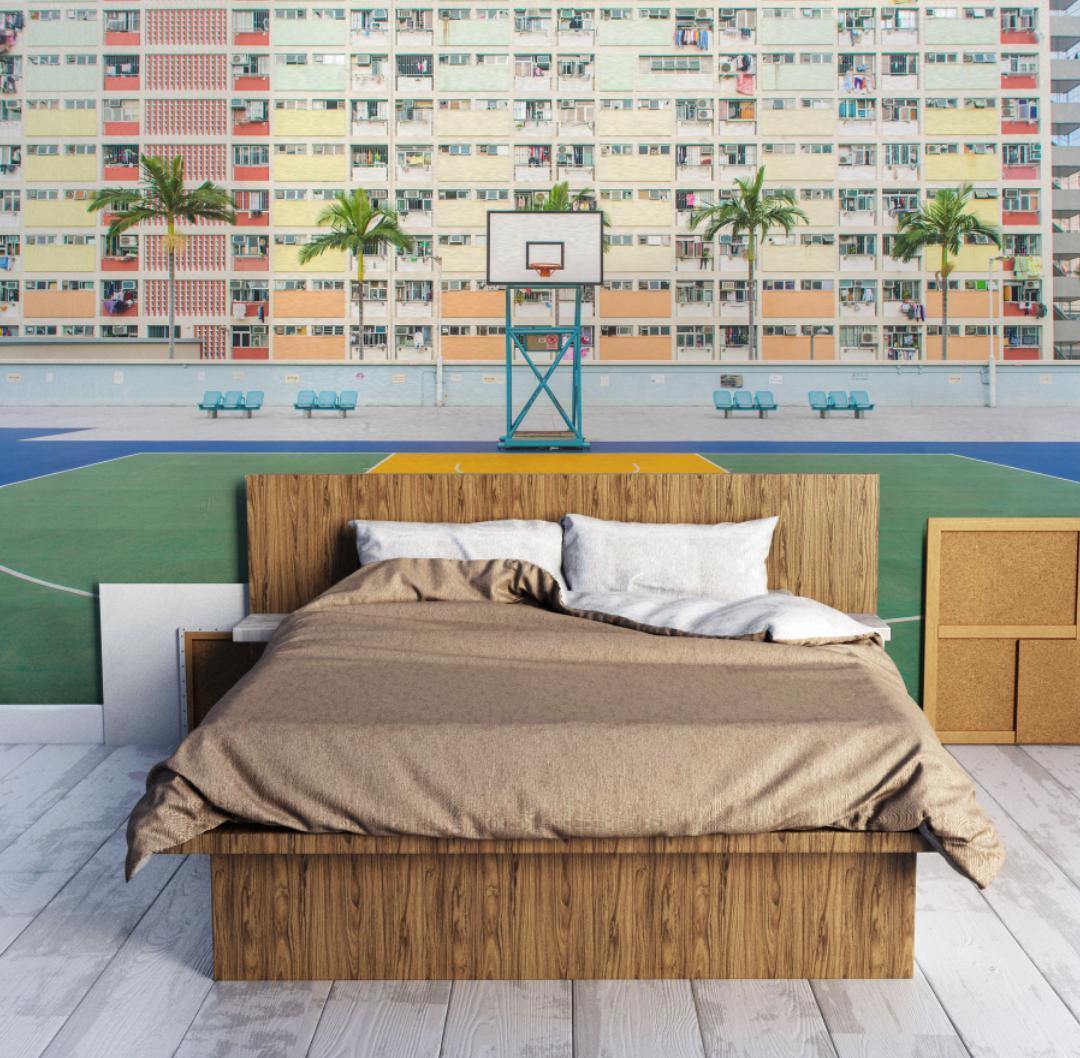 Colourful Basketball Court Wall Mural-Wall Mural-Eazywallz