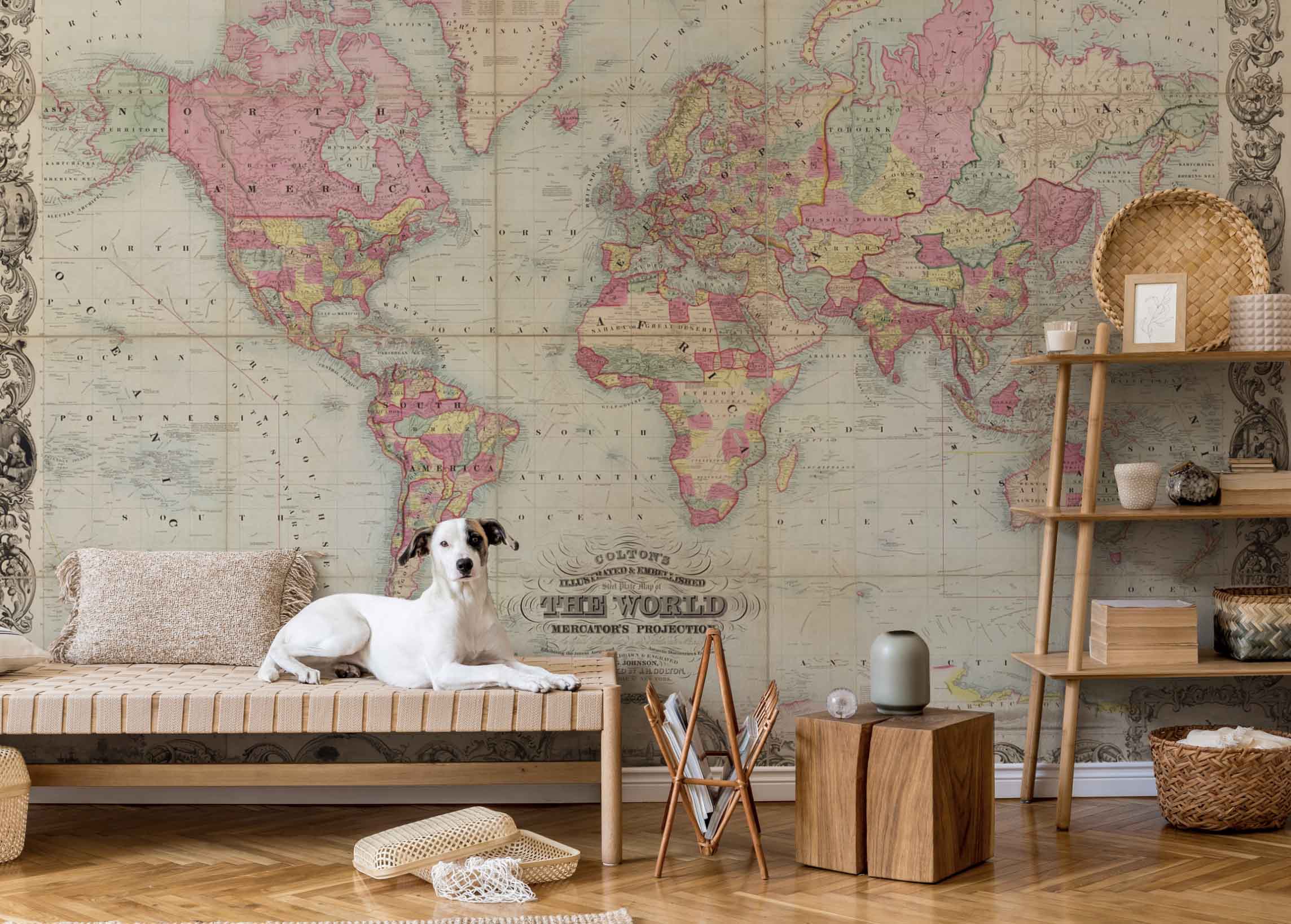Colton's Vintage World Map Wall Mural-Wall Mural-Eazywallz