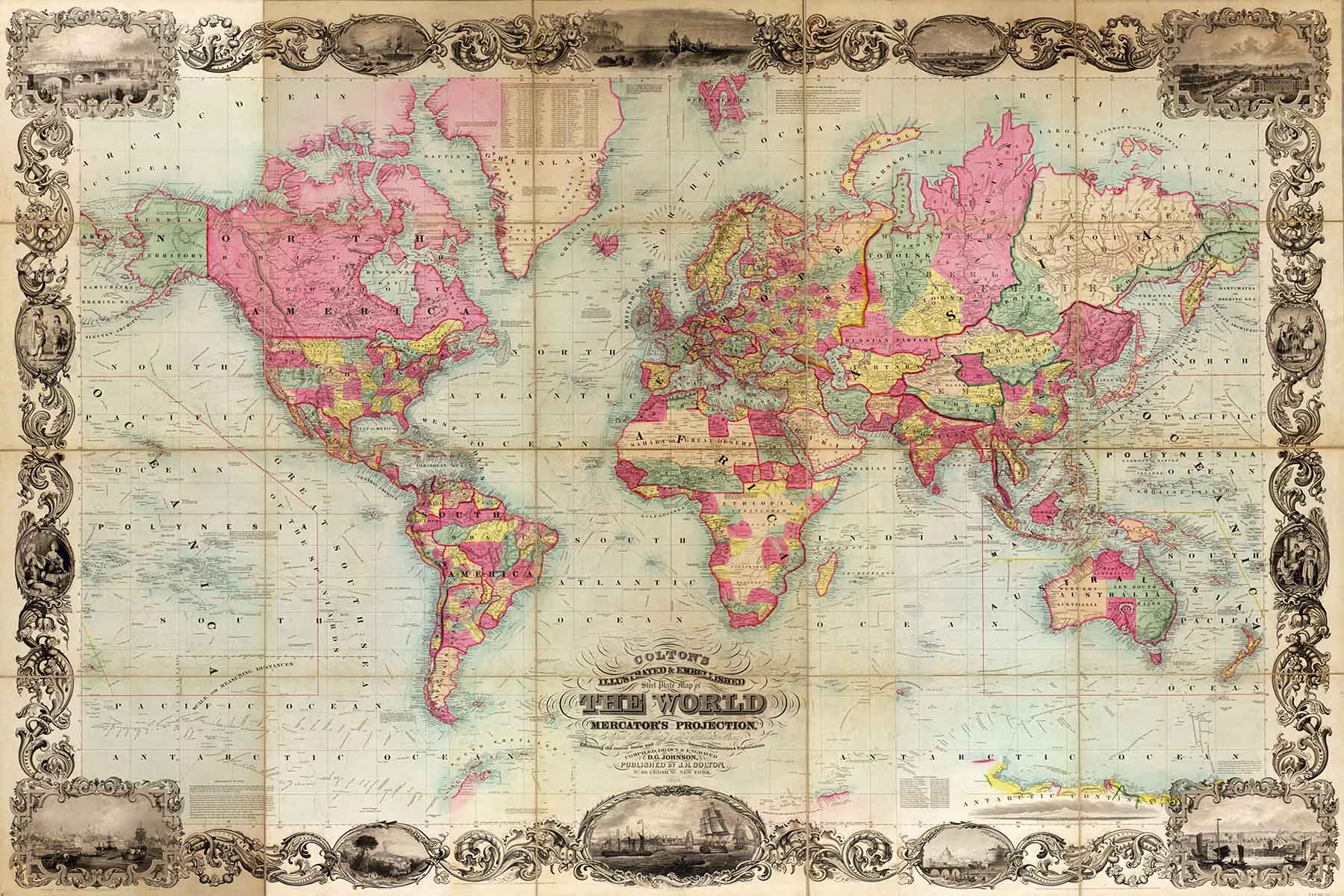 Colton's Vintage World Map Wall Mural-Wall Mural-Eazywallz
