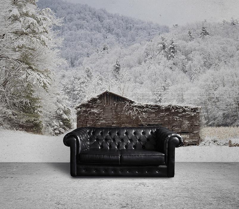 Country Barn in Snow Wall Mural-Wall Mural-Eazywallz