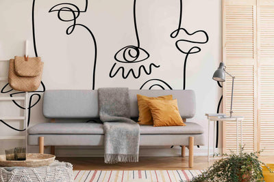 Crazy Abstract Line Faces Wall Mural-Wall Mural-Eazywallz