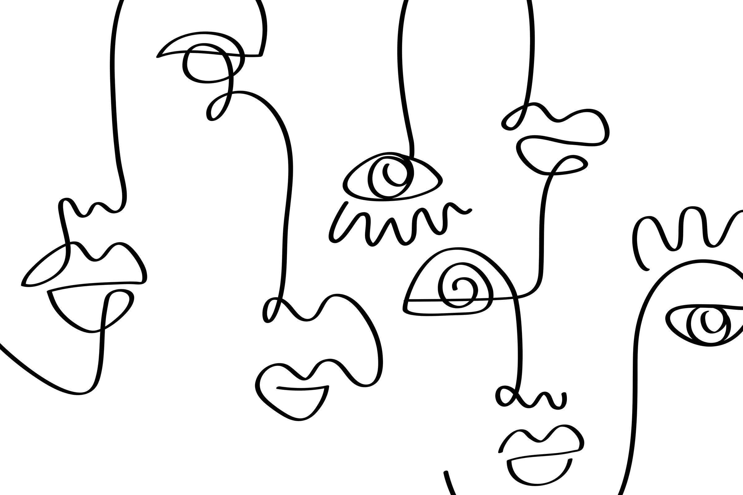 Crazy Abstract Line Faces Wall Mural-Wall Mural-Eazywallz