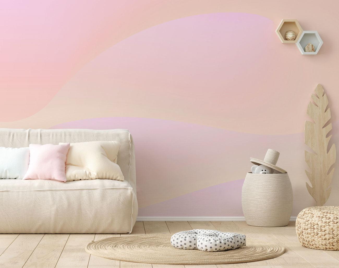 Cream Peach Squiggles Wall Mural-Wall Mural-Eazywallz