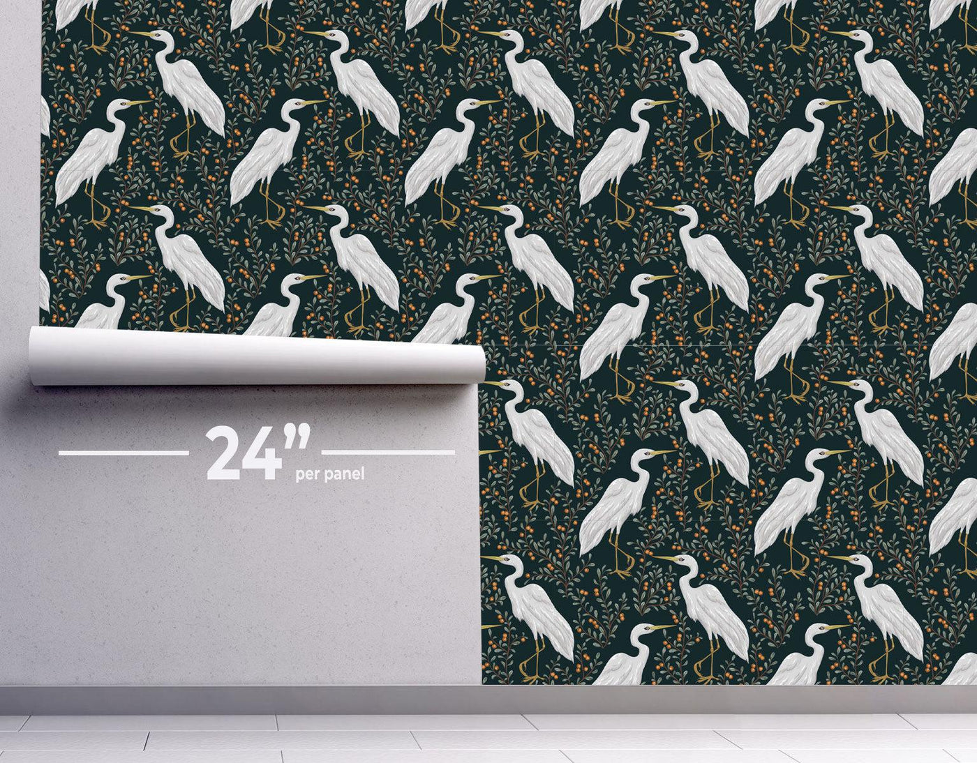 Dark Cranes Wallpaper #503-Repeat Pattern Wallpaper-Eazywallz