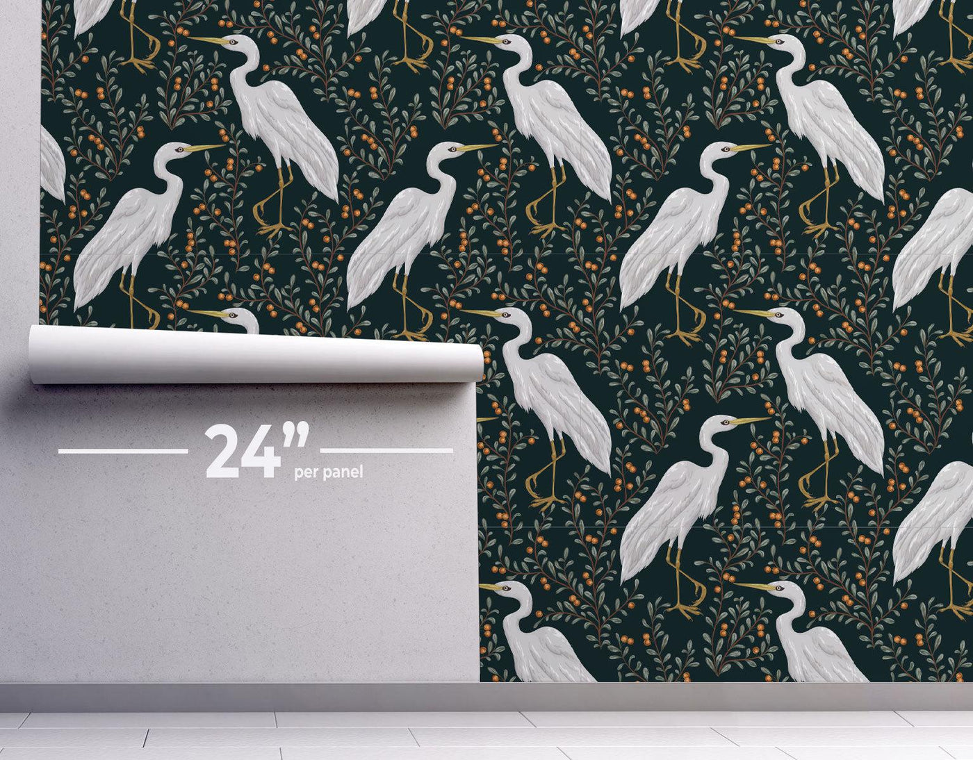 Dark Cranes Wallpaper #503-Repeat Pattern Wallpaper-Eazywallz
