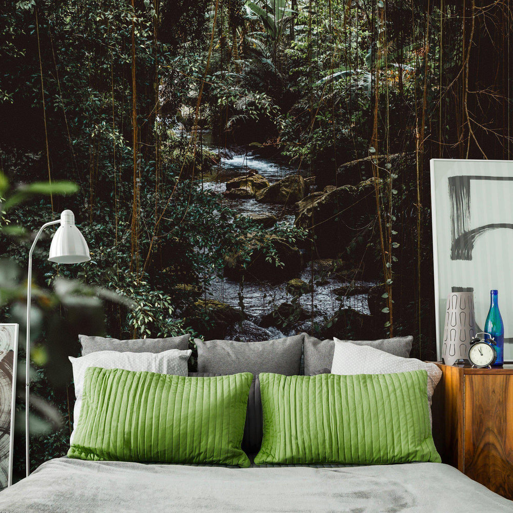Dark Jungle Trail Wall Mural | Eazywallz