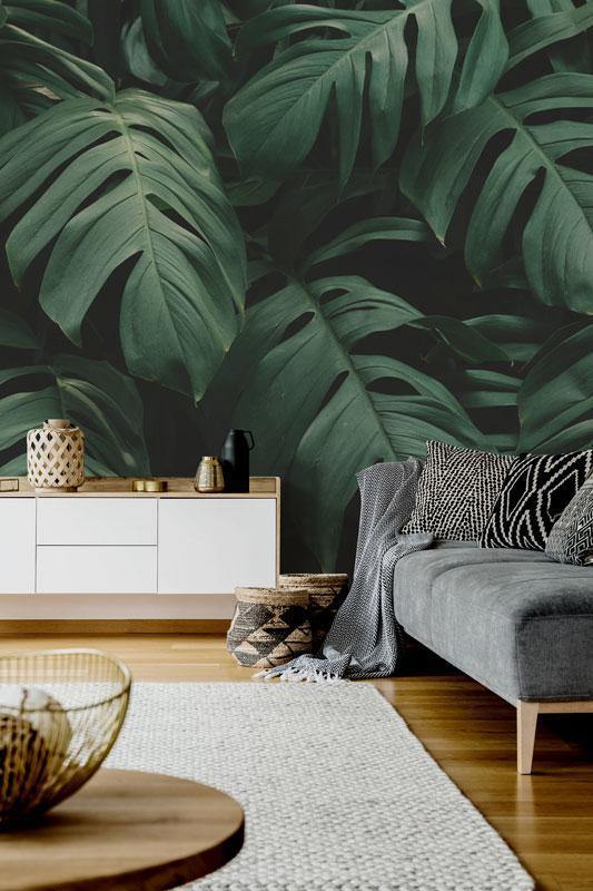 Dark Leaves Wall Mural-Wall Mural-Eazywallz