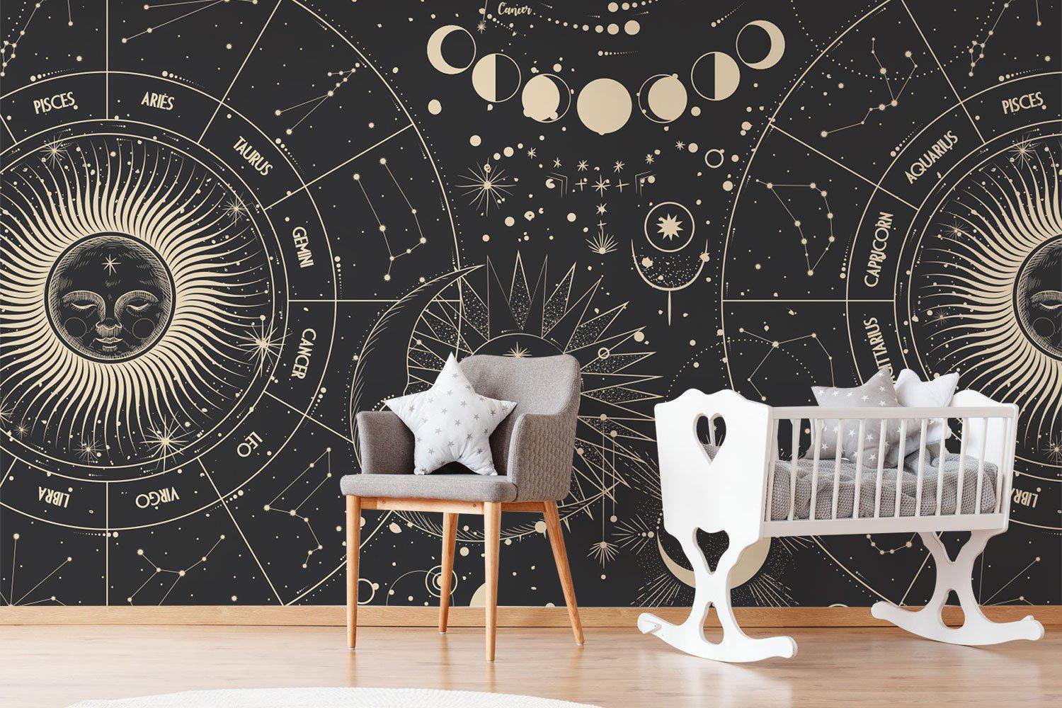 Dark Moon Phases Wall Mural-Wall Mural-Eazywallz
