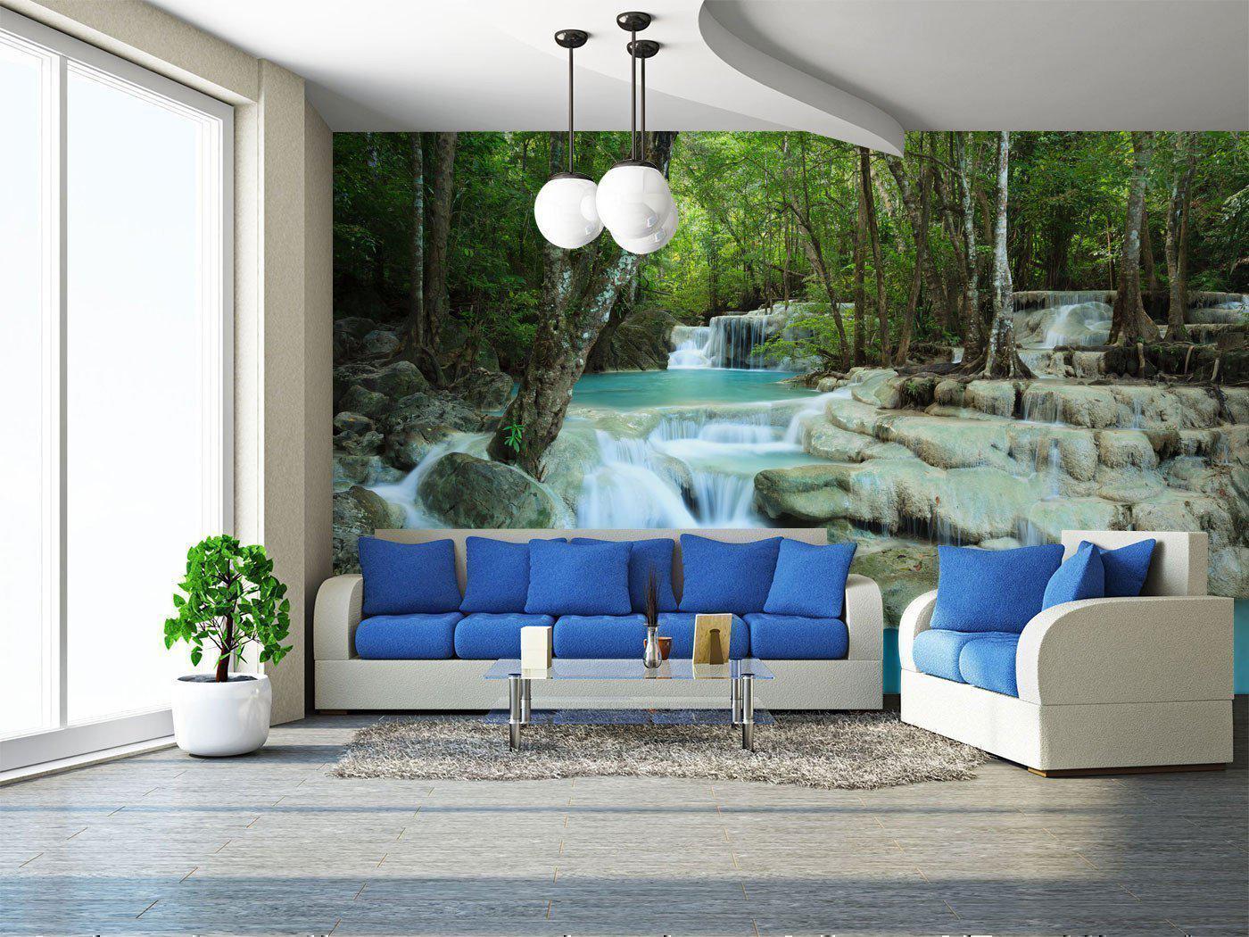 Deep forest waterfall Wall Mural-Wall Mural-Eazywallz