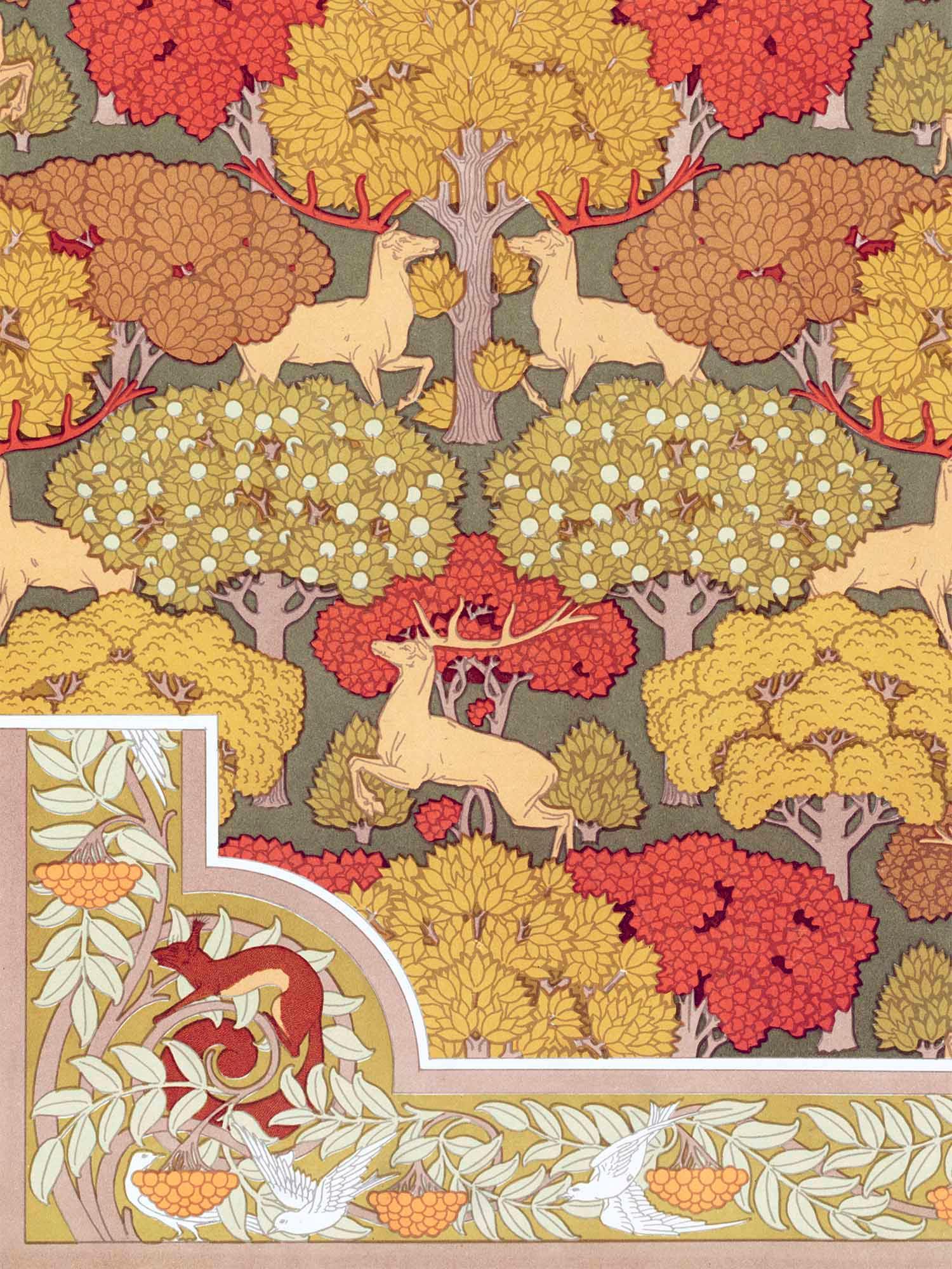 Deer & Trees Art Decor Wall Mural-Wall Mural-Eazywallz