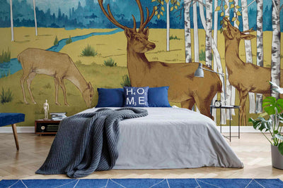 Deers Animal Art Decor Wall Mural-Wall Mural-Eazywallz