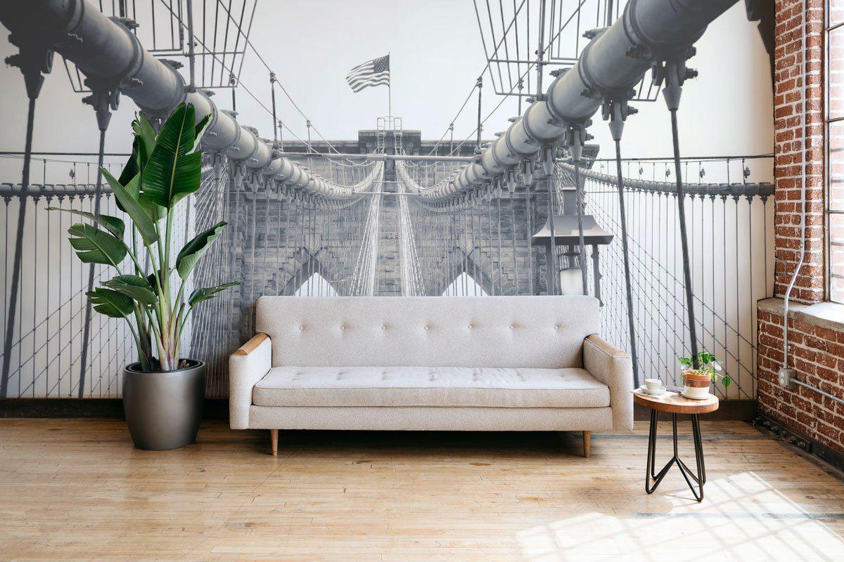 Detail of The Brooklyn Bridge in Sepia Wall Mural-Wall Mural-Eazywallz