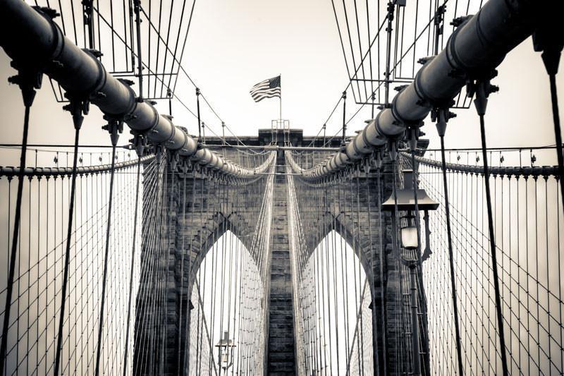 Detail of The Brooklyn Bridge in Sepia Wall Mural-Wall Mural-Eazywallz