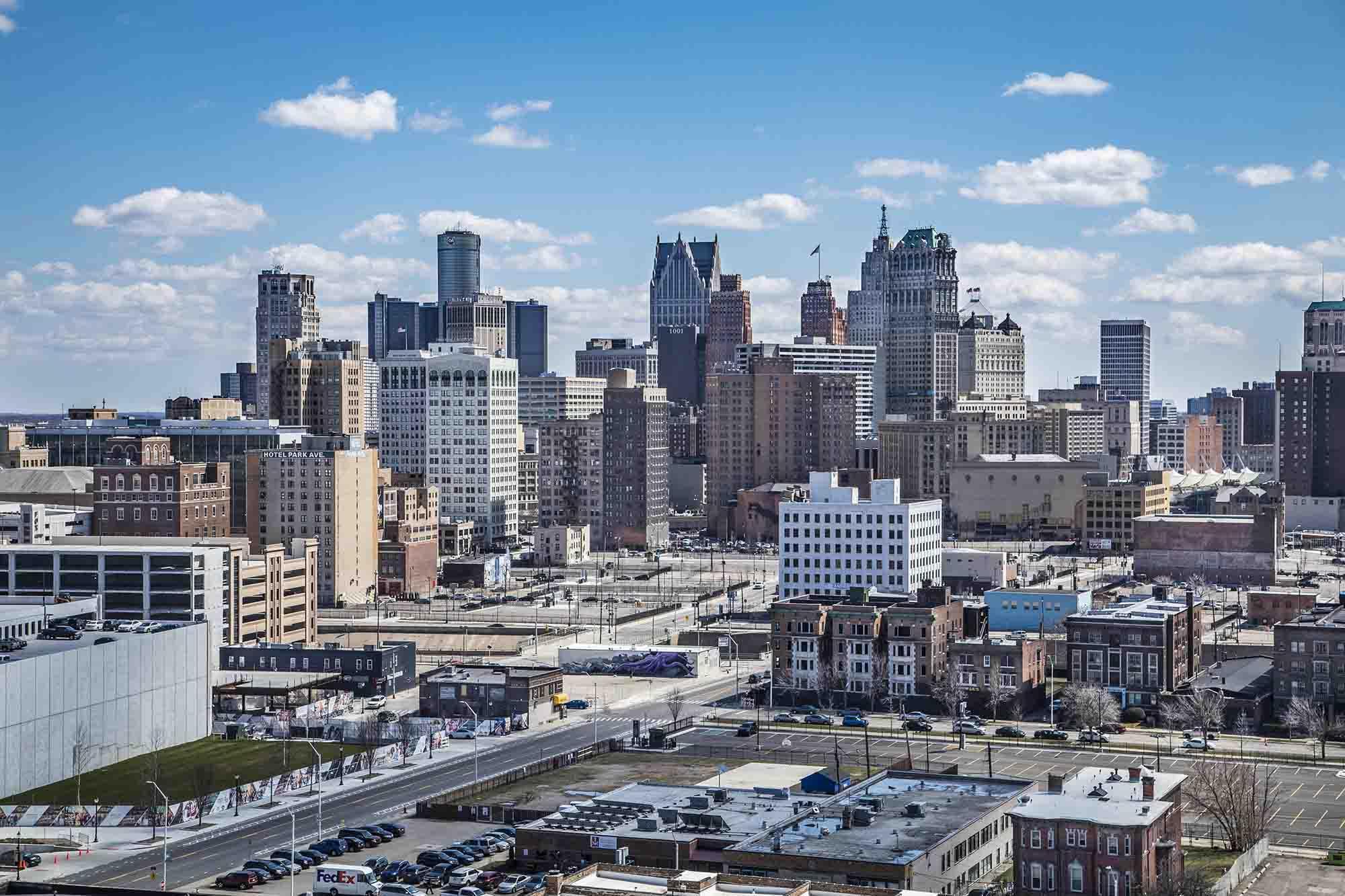 Detroit Skyline Wallpaper Mural-Wall Mural-Eazywallz