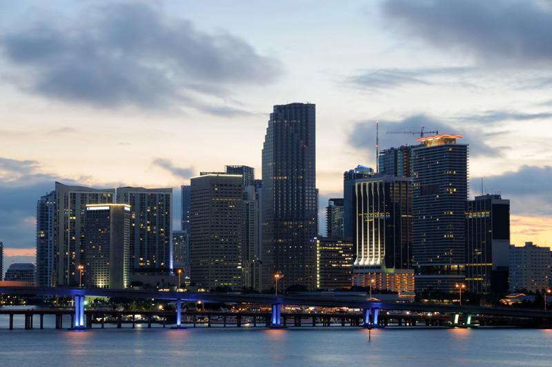 Downtown Miami at dusk Wall Mural-Wall Mural-Eazywallz