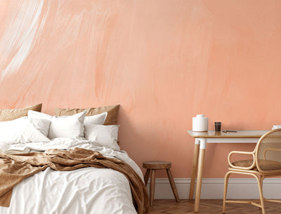 Orange Coral Paint Strokes Wall Mural