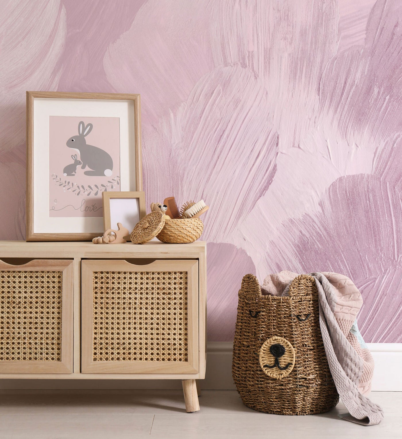Lilac Paint Strokes Wall Mural