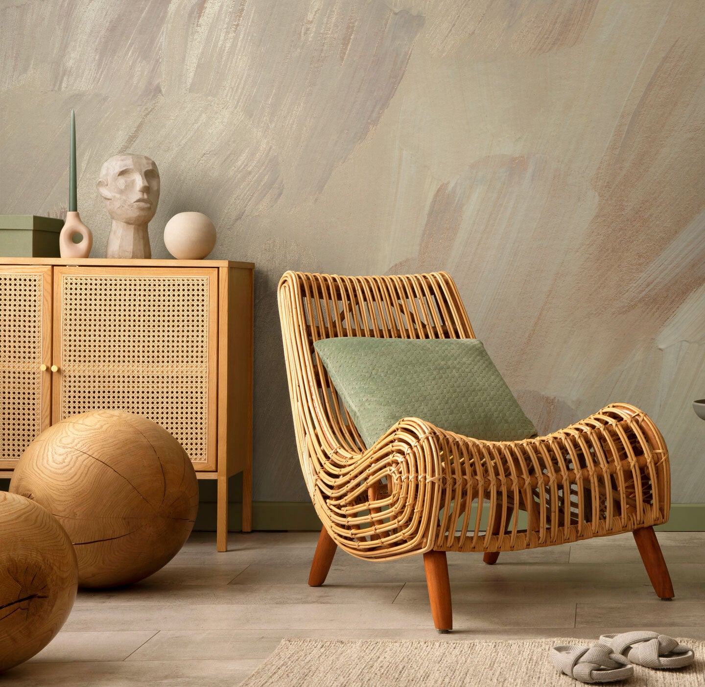 Rose Gold Paint Strokes Wall Mural