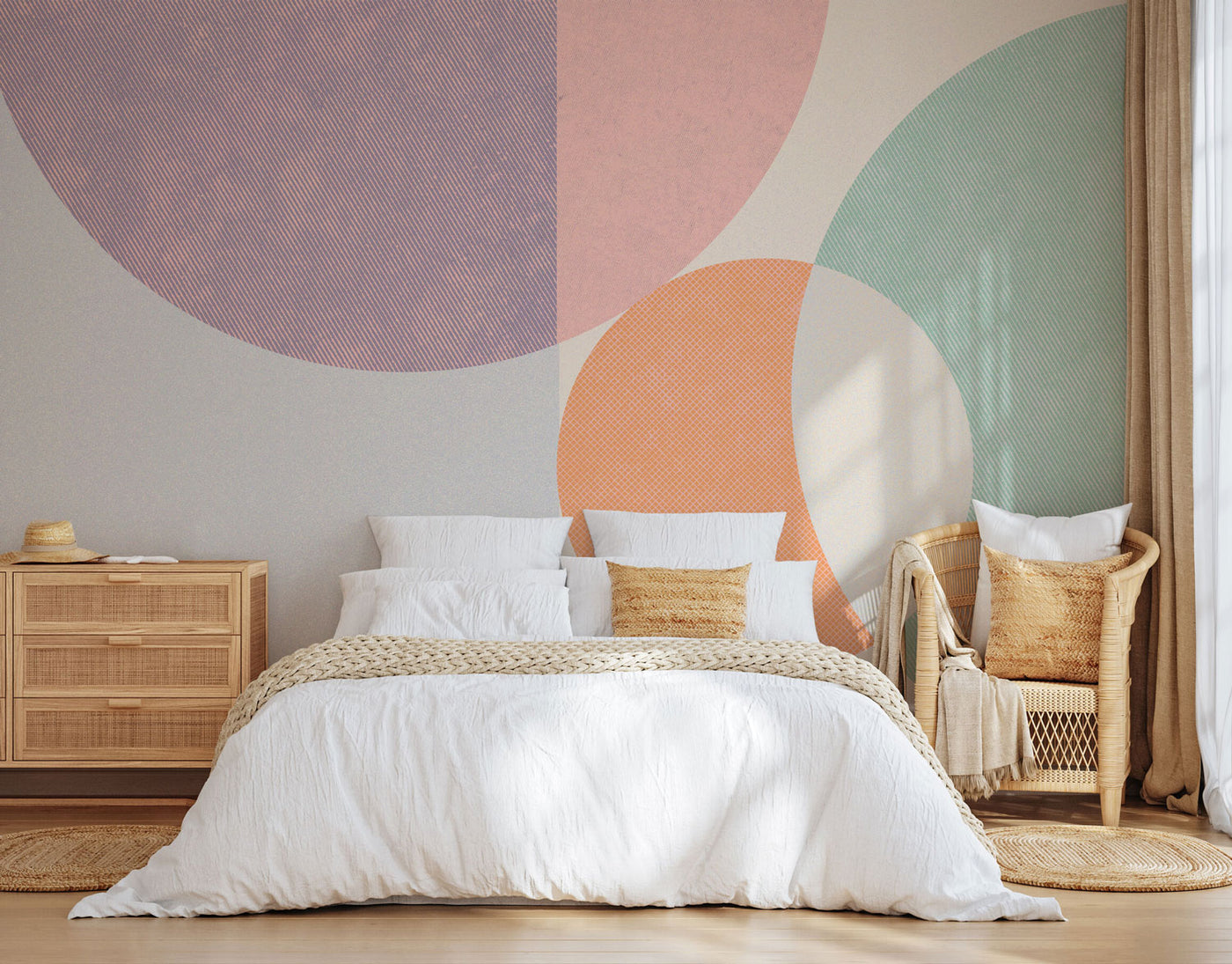 Light Retro Abstract Shapes Wall Mural