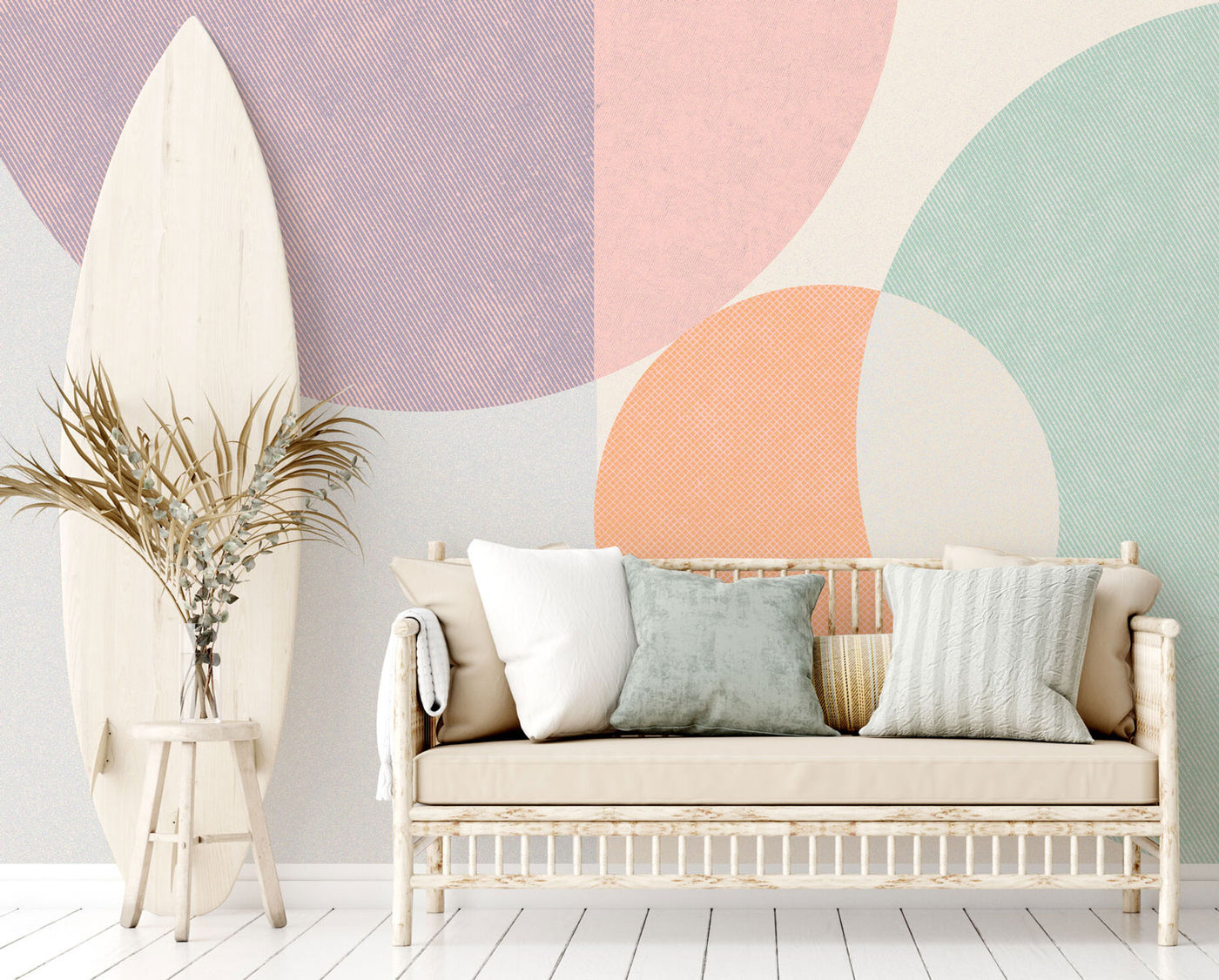 Light Retro Abstract Shapes Wall Mural