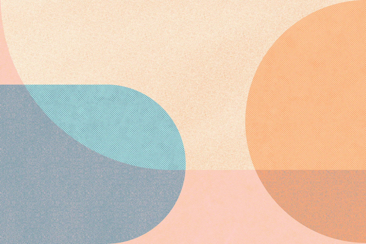 Retro Peach Pink Shapes Wall Mural