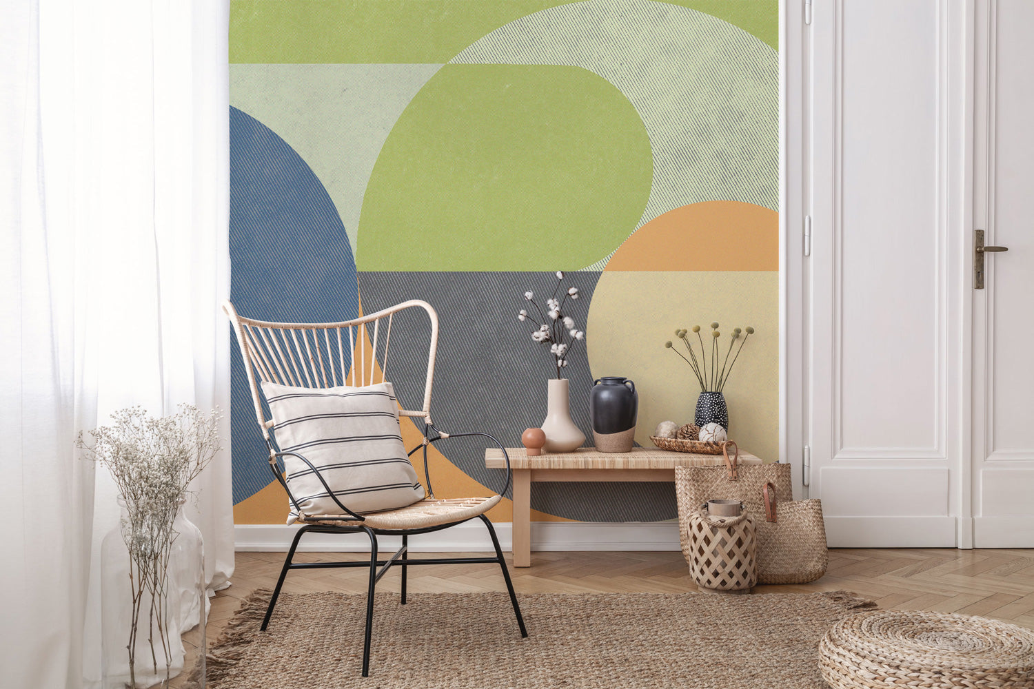 Retro Summer Abstract Shapes Wall Mural