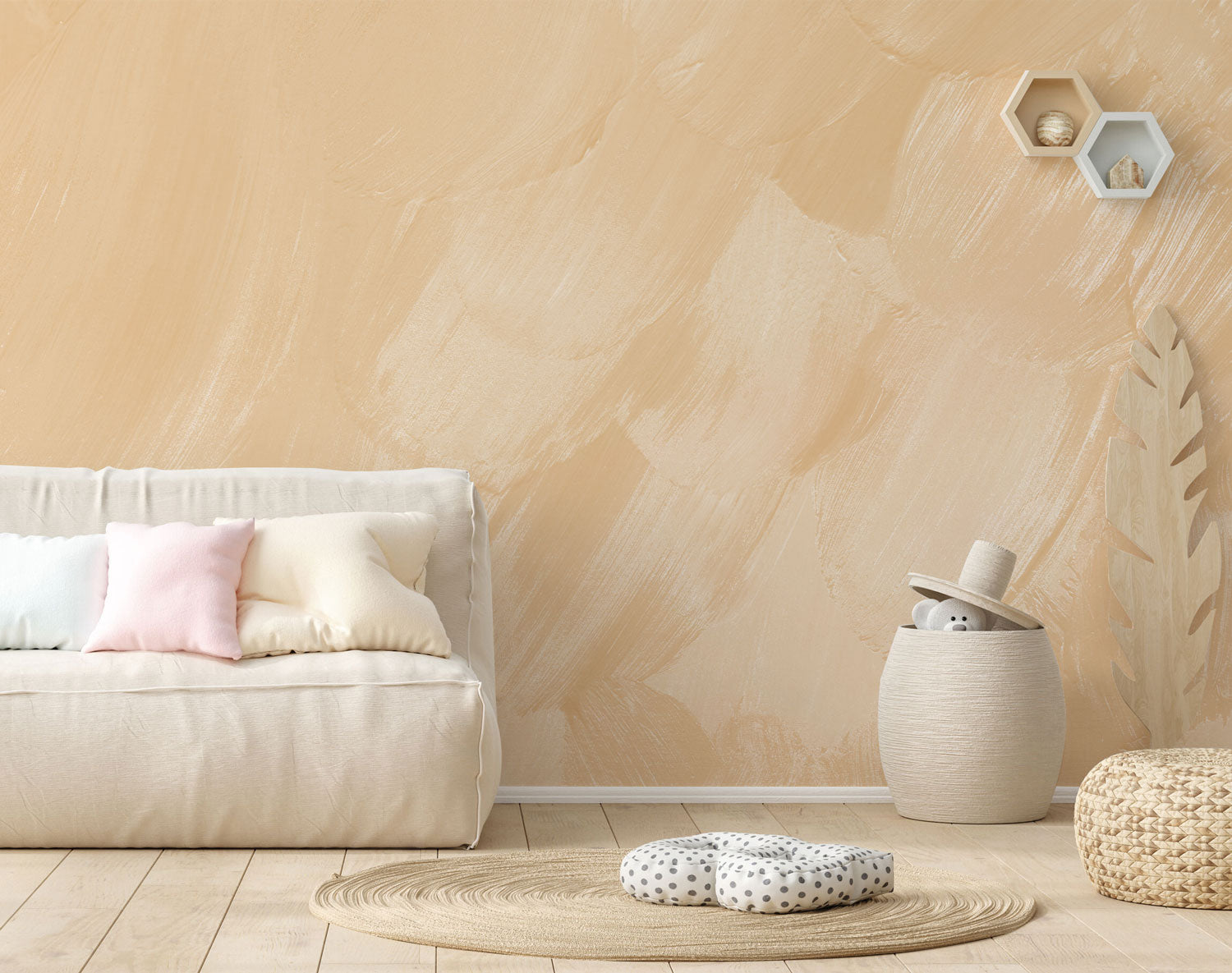 Cream Paint Strokes Wall Mural