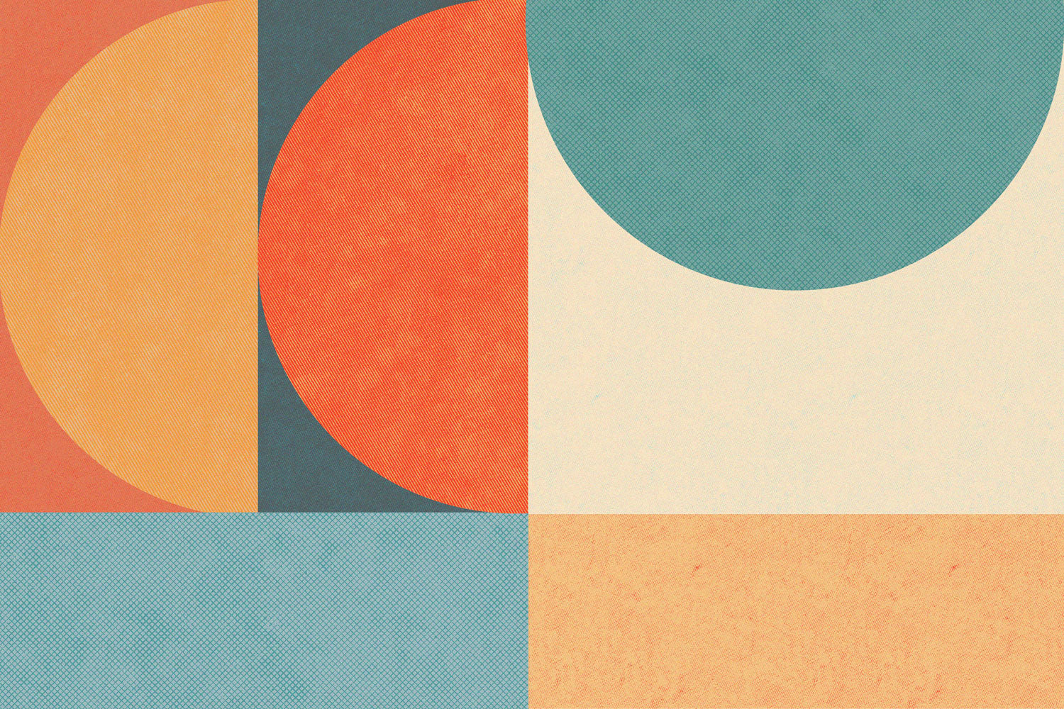 Orange Half Moon Abstract Shapes Wall Mural