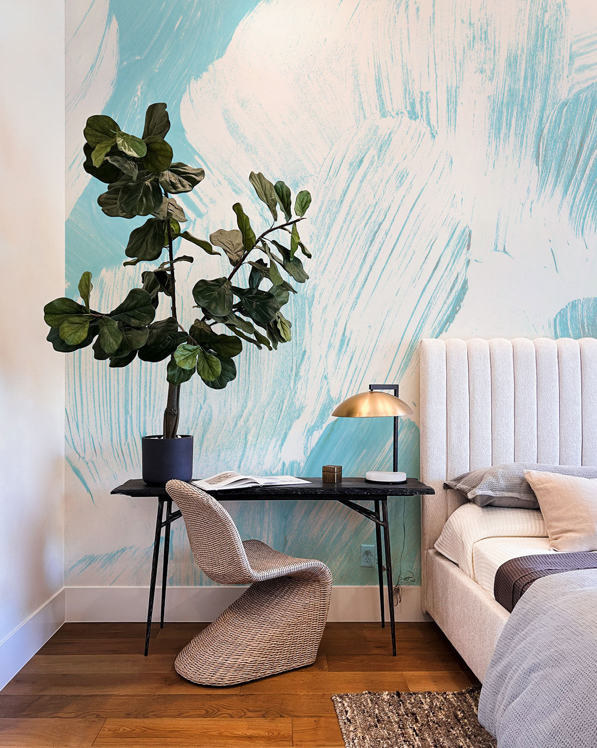 Blue Oasis Paint Strokes Wall Mural