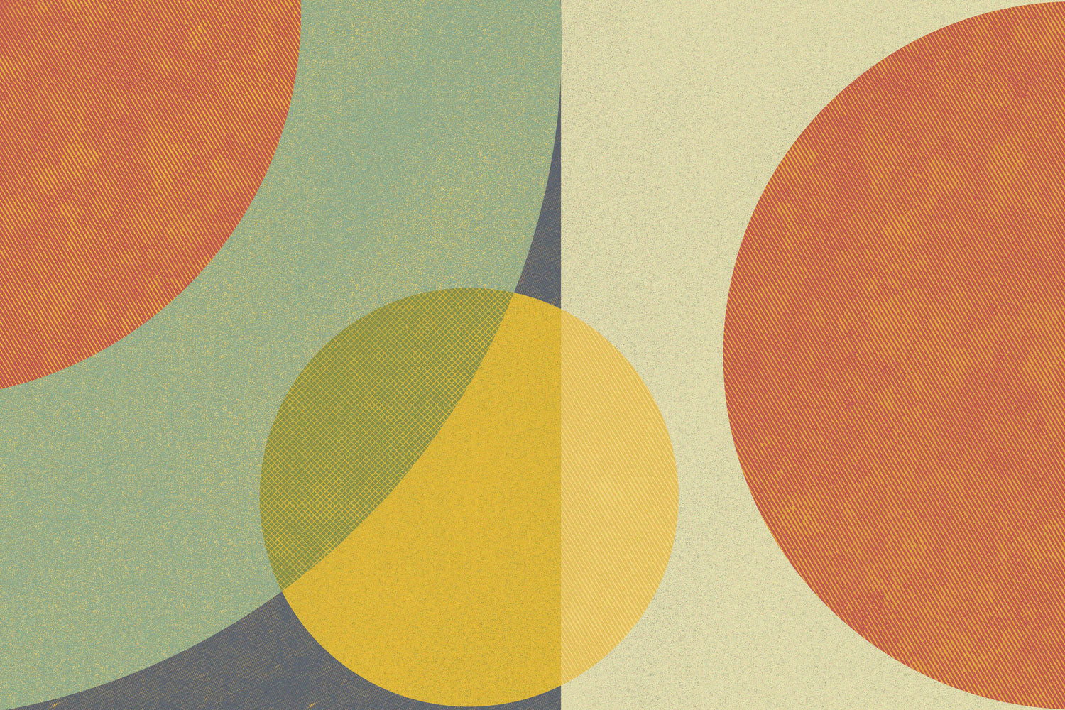 Retro Solar Abstract Shapes Wall Mural