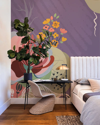 Abstract Floral Card Wall Mural