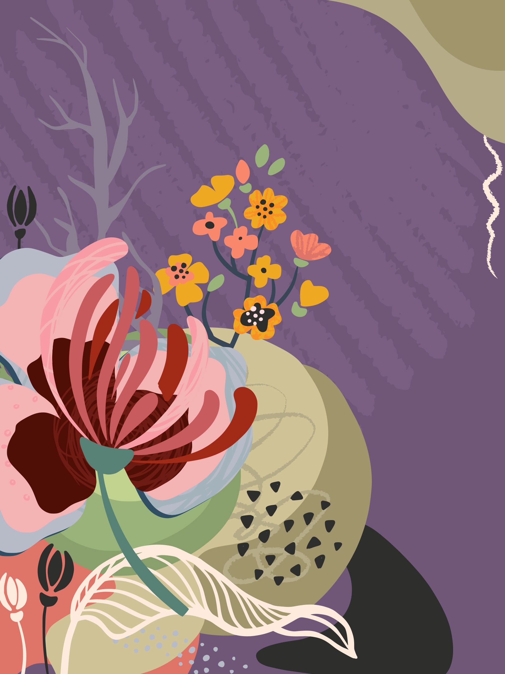 Abstract Floral Card Wall Mural