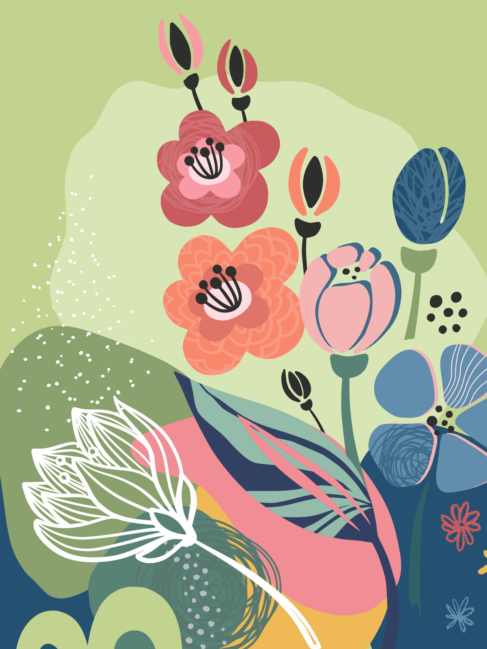 Abstract Floral Card 4 Wall Mural