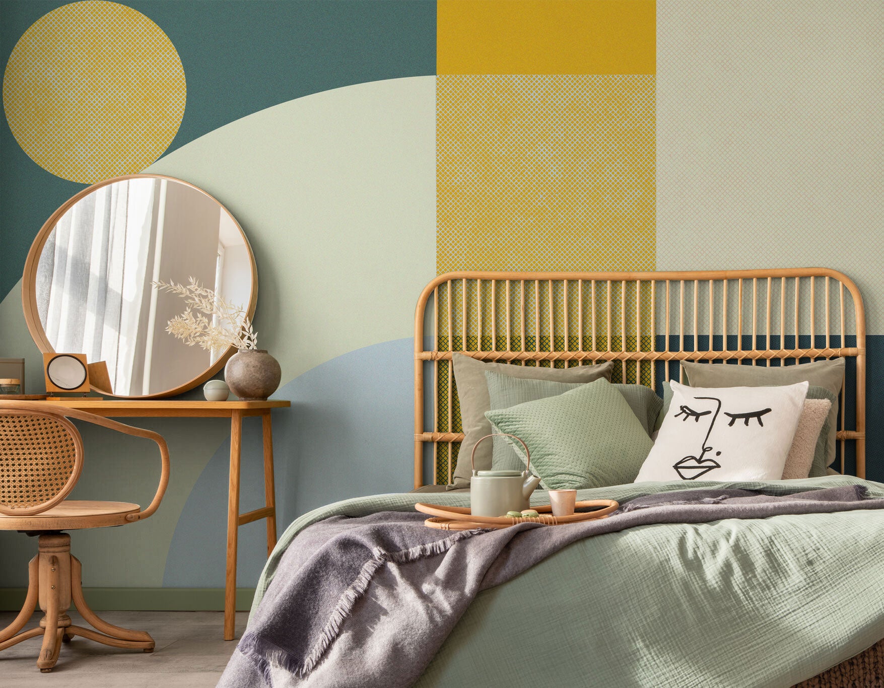 Retro Night Abstract Shapes Wall Mural