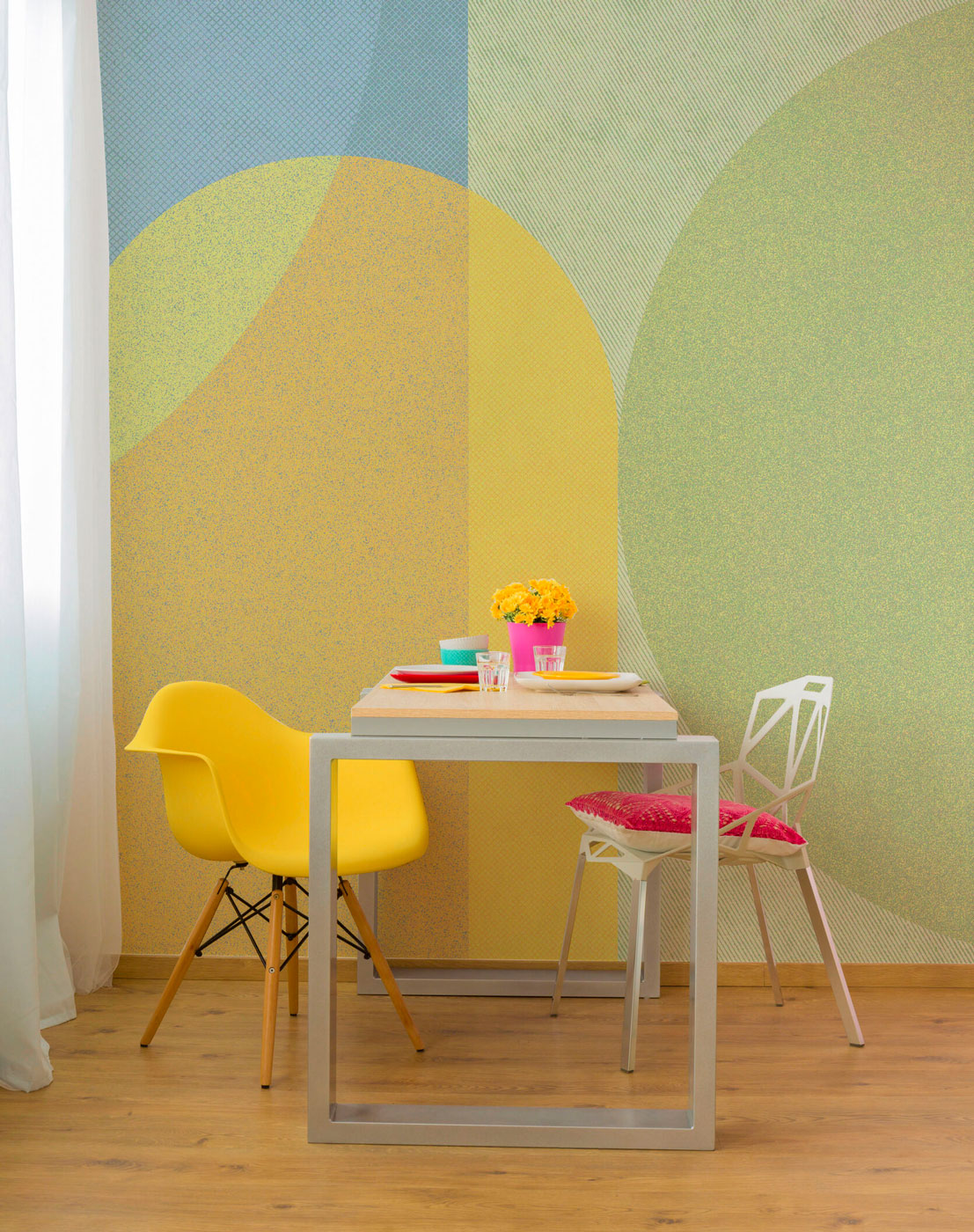 90s' Color Abstract Shapes Wall Mural