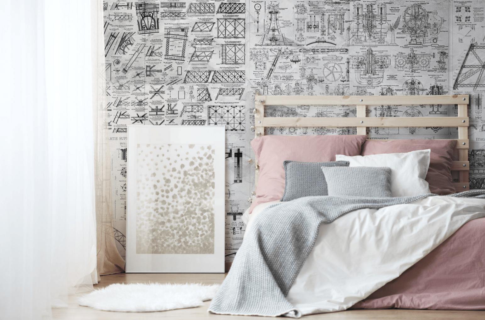 Eiffel Tower Building Plans Wall Mural-Wall Mural-Eazywallz