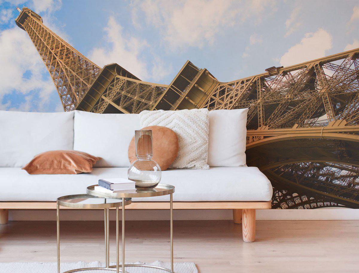 Eiffel Tower over the blue sky, France Wall Mural-Wall Mural-Eazywallz