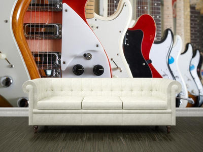 Electric guitars hanging on wall Wall Mural-Wall Mural-Eazywallz
