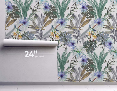 Exotic Tropical Florals Wallpaper #352-Repeat Pattern Wallpaper-Eazywallz